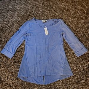Simply Noelle Top Blouse Tunic Light Blue S / M